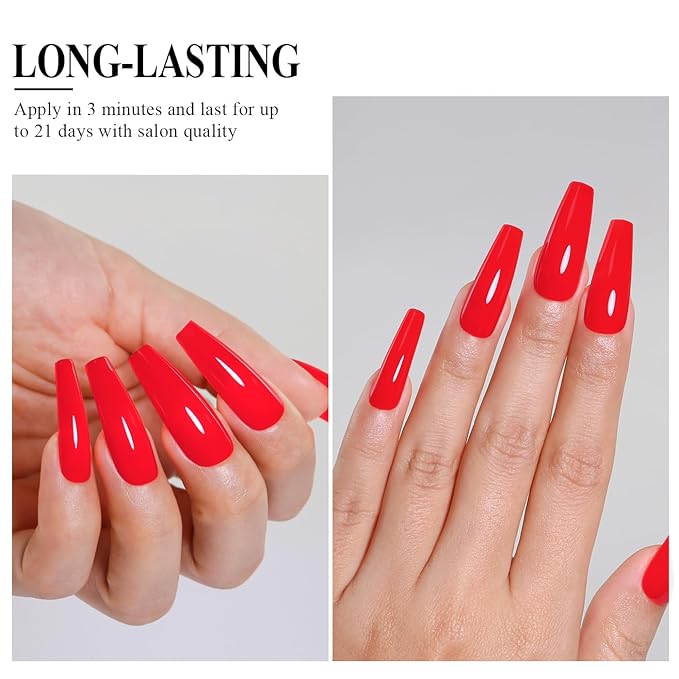 Imtiti Neon Gel Nail Polish, Neon Red Gel Polish High Gloss Soak Off UV LED Nail Gel Polish Spring Summer Art Manicure Salon DIY Design 10ML