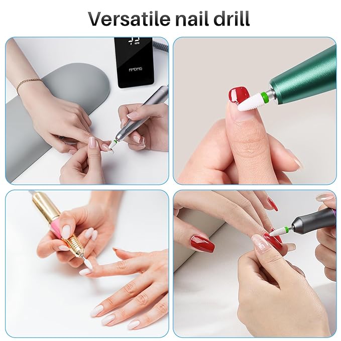 5pcs Ceramic Nail Drill Bits Set, Cuticle Bit for Acrylic Gel Nails Polishing Manicure Pedicure, Efile Remover Safety Bit for Home Salon