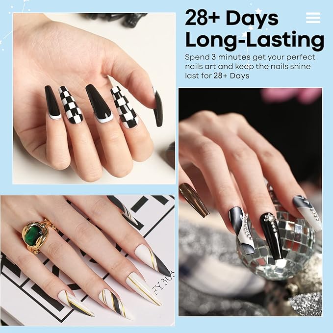 modelones White Gel Polish Black Gel Polish Set 2 Pcs 15ml Black And White Nail Polish Soak Off LED Christmas Nail Art French Manicure Salon Diy at Home Gift for Women Girls