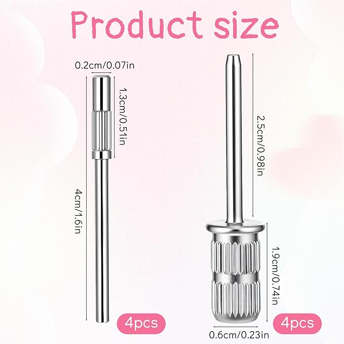 8 PCS Mandrel Nail Drill Bits, Mini Mandrel Nail Bit, Sanding Bands for Drill Shaft 0.12 Inch & 0.23 Inch Small Sanding Bands Bits for Electric File Machine Manicure Accessory