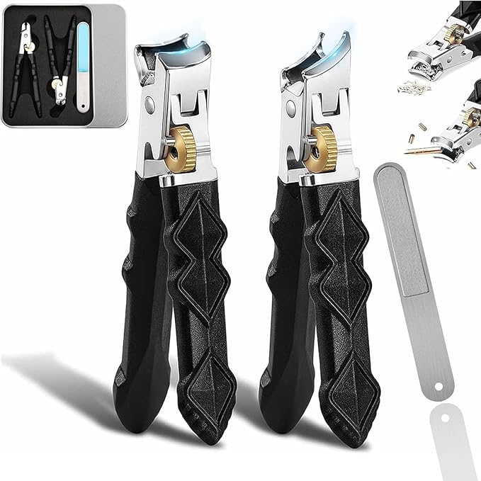 Goredny Orthoclip Toe Nail Clippers, Long Handle Toenail Clipper for Seniors and Men, Wide Jaw Opening 180° Slanted Nail Clippers with Anti-Splash Catcher, Heavy Duty Stainless Steel Toenail Clippers