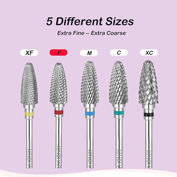 Nail Drill Bits 3/32" Carbide Professional Safety Tungsten Nail File Cone Drill Bit for Acrylic Nail Gel Cuticle cleaner Manicure Pedicure Nail Polishing, Beginner Salon,Fine