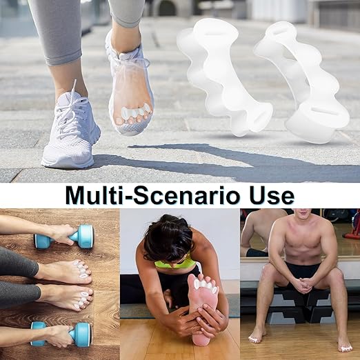 2Pairs Toe Spacers for Women and Men, Toe Separators for Correct Bunion, Relieve Feet Pain, Foot Alignment, Toe Straighteners for Hammertoes, Plantar Fasciitis (Large)