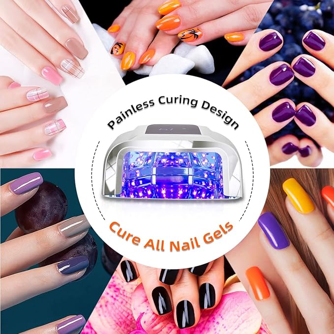 96W Rechargeable UV LED Nail lamp,Cordless Nail Dryer with Removable Stainless Steel Bottom,Professional Curing Lamp for Fingernail and Toenail, Auto Sensor & Quick Dry Nail Machine (White)