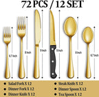 72 Pcs Gold Silverware Set - Image 2