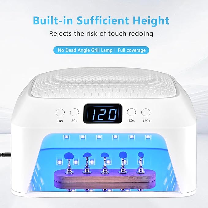 JODSONE U V LED Nail Lamp with Hand Pillow Large Space for Salon Portable Handle Front and Rear Dual Display Professional Nail Lamp Fast Drying Gel Nail Polish