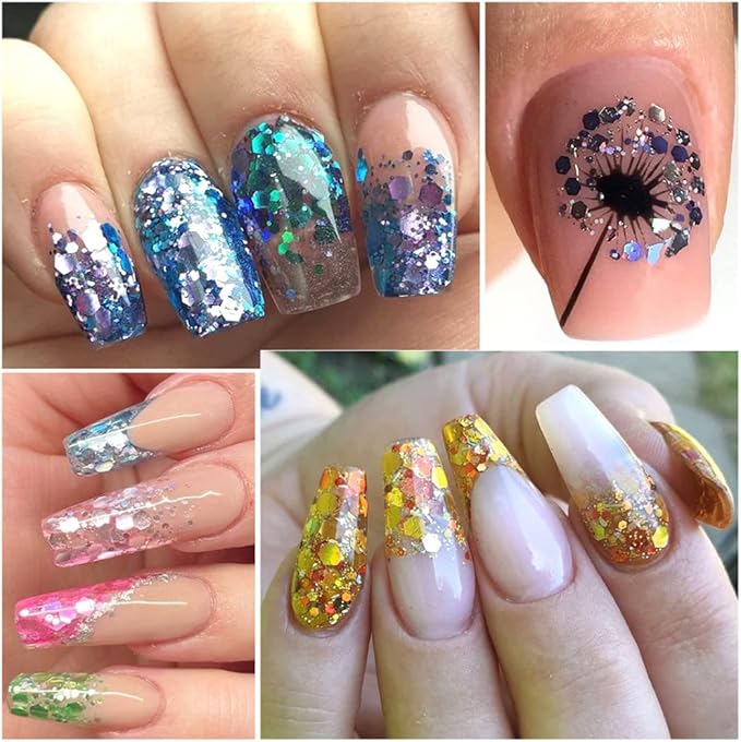 2 Boxes 24 Colors Chameleon Holographic Glitter Mermaid Nail Art Sequins 3D Flakes Laser Gradient Nail Glitter Design Shiny Glitters Powder Accessories for Women Manicure DIY Decorations