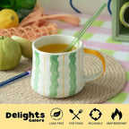 Striped Ceramic Coffee Mug Set of 4 - Image 3