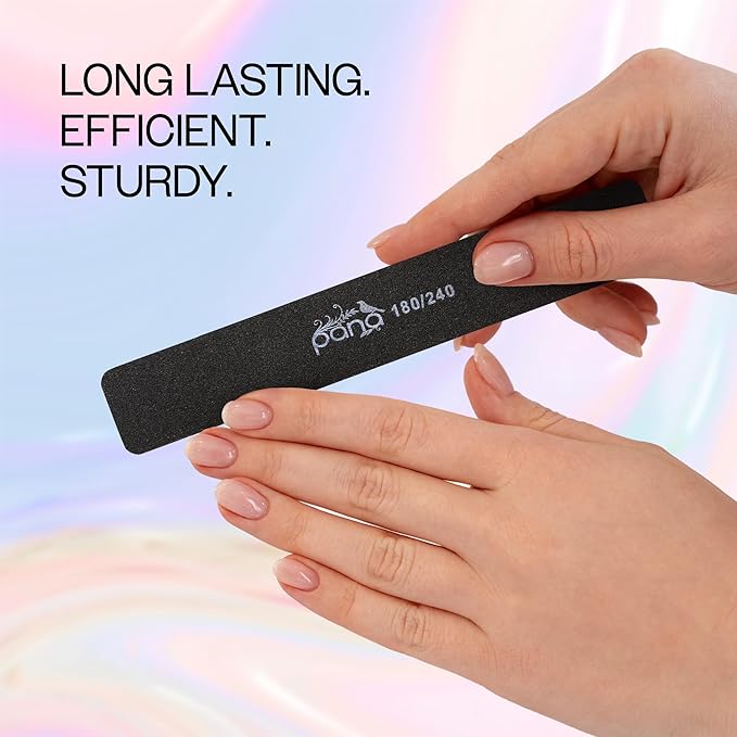 10PCS Jumbo Size PANA Professional Double Sided Nail Files - Black, 180/240 Grit - Emery Board Nail Buffering File Manicure Pedicure Nail Polisher Washable