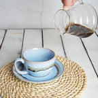 Bosmarlin Ceramic Cappuccino Cup and Saucer Set of 2, 10 Oz, Dishwasher and - Image 5