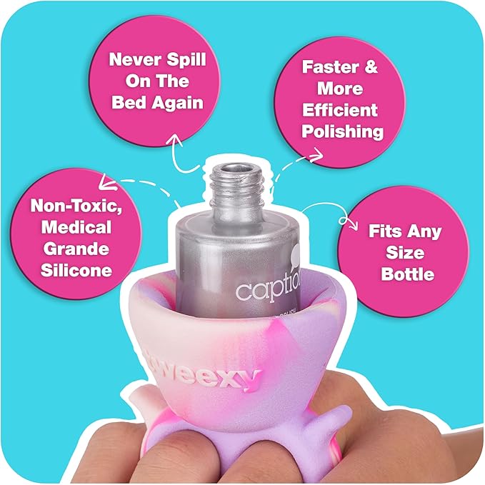 tweexy Wearable Nail Polish Holder Ring - Ideal Gift for Teenage Girls - Nail Polish Holder Stand for Manicure & Pedicure, Fingernail Painting - Nail Polish Accessories (Pastel Taffy)