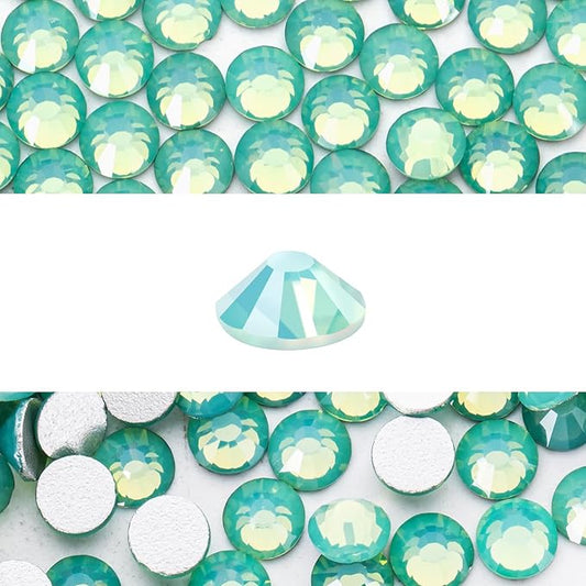 Novani 3000 Pieces Flatback Rhinestones Glass Round Gems Green Opal Crystals for Nail Art DIY Crafts Clothes Shoes,SS16,3.8-4.0mm