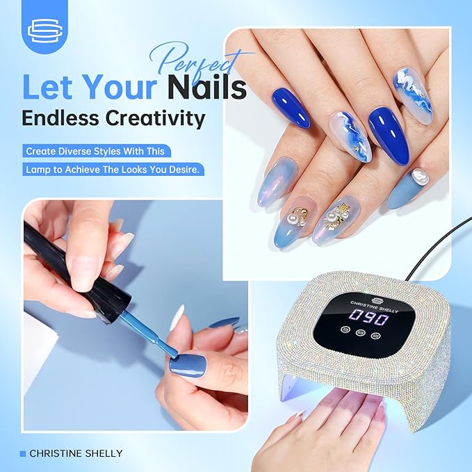 48W UV Light for Nails,Mini UV LED Nail Lamp with 3 Timer Settings, Auto Sensor, Fast Curing for Gel Nails,Nail Dryer Sparkly Gel Nail LCD Display Home Use DIY