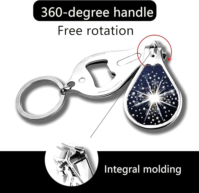 Nail Clippers with Key Chain Cute Stainless Steel Nail Cutter with File Professional Toenail Clipper for Men Multifunction Toenail Clipper 2 Pack Nique Cutter for Adult(White Light)