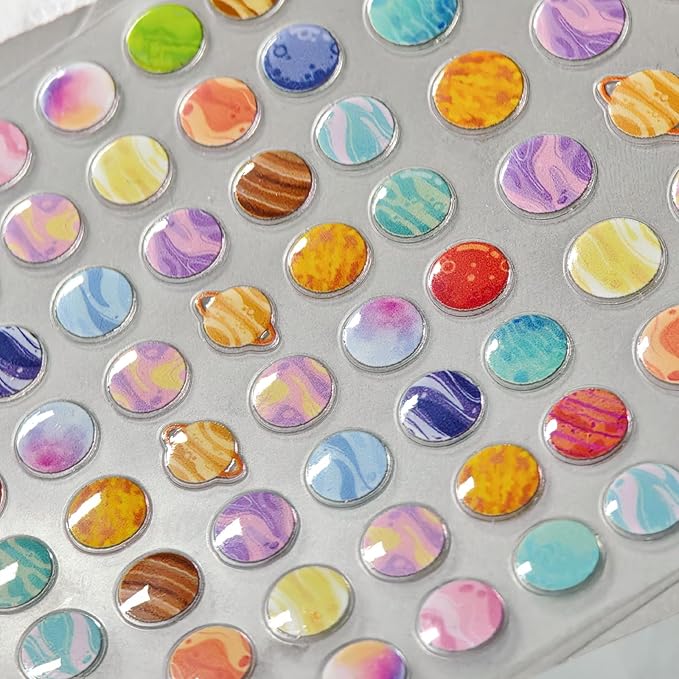 Planet Theme Nail Stickers for Nail Art - Kids Nail Art Sticker 5D Embossed Nail Decals Self-Adhesive Nails Supply Manicure Stickers for Nails Decoration