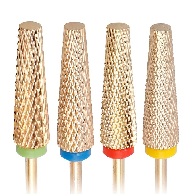 Yakamoz 4Pcs Super Long Nail Drill Bits Set, 3/32" Professional Carbide Tungsten Nail File Bits C M F XF Safety Efile Nail Bits for Nails Gel Polish Manicure Pedicure