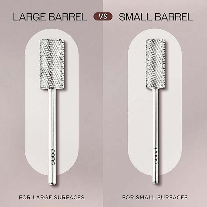 PANA Professional 3/32" Shank Size - Flat Top Large Barrel Silver Carbide Bit Medium Grit - Nail Drill Bit for Dremel Machine