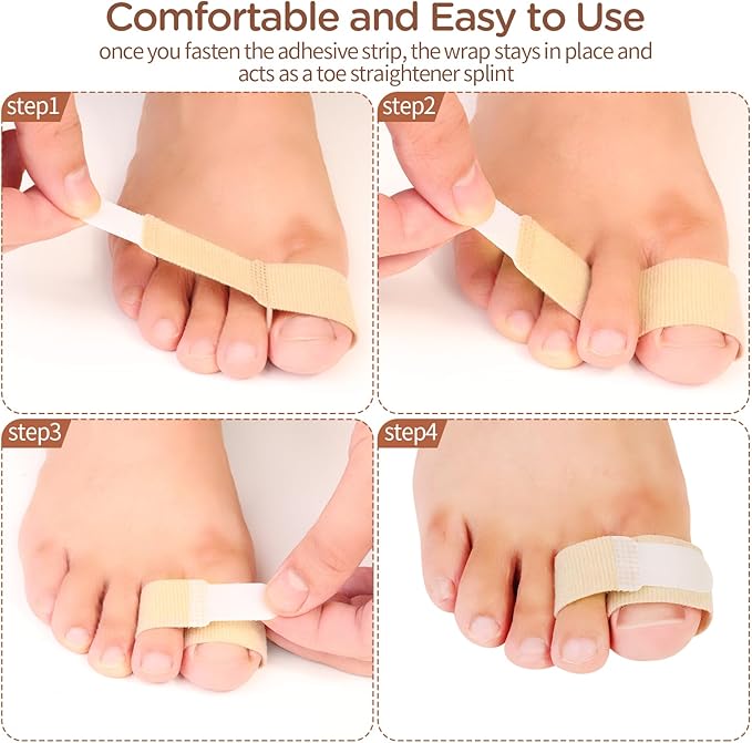 Adjustable Fabric Toe Wraps - Comfortable Toe Corrector Protectors for Bunion Relief and Foot Care