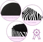 Leather Pen Holder for Desk, Zebra Print Pencil Cup Pen Organizer Makeup Brush - Image 2