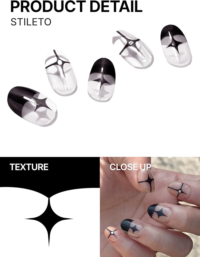 UUUUU. Semi Cured Gel Nail Strips (Spring Collection) - 100% Real Gel, Long-Lasting & Easy to Apply & Remove, works any UV/LED Lamps - Spring 2025, Nail inspo,Nail Art Stickers (UGN123 Stileto)