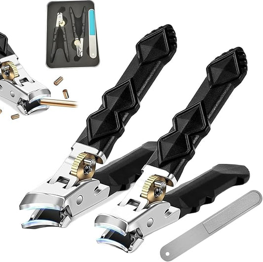 Goredny Orthoclip Nail Clippers for Thick Toenails, Toenail Clippers for Thick Toenails, Wide Jaw Opening 180° Slanted Nails Clippers with Anti-Slip Grip, Edgy Nails Clippers Cutters