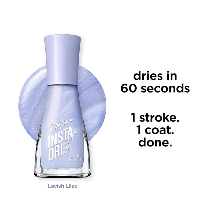 Sally Hansen Insta-Dri Nail Polish | Quick Dry, Long Lasting, Streak-Free Shine | Opaque, Shimmery | 65 Lavish Lilac | Iridescent Lavender Nail Color