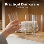 Zulay Kitchen Plastic Drinking Glasses – 16oz Acrylic Shatterproof Water Cups - Image 4