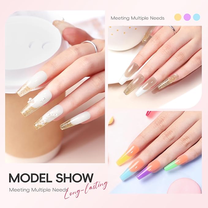 PEACECOLOR Poly Nail Gel Kit with Drill U V Light, 15 Colors Hot Pink Nude Blue Purple Nail Extension Gel with Slip Solution Nail Art Starter Kit Home Salon DIY