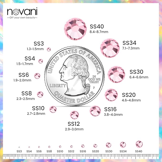 Novani Rhinestones 1440pcs SS20 Glass Rhinestones Crystal Flatback Gemstones for Crafts Nails Makeup Bags and Shoes Decoration（SS20, Pink）