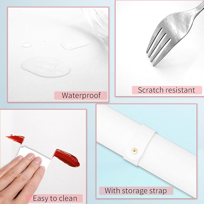Double-sided Nail Table Mat for Nail tech - Soft Microfiber PU Leather Nail Desk Mat - Foldable Nail Art Table Mat Acetone Resistant for Nails Salon Home (White) (Mat Only)