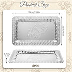6 Pcs Silver Serving Trays, 13.8" x 8.7" Stainless Steel Rectangle Serving Tray - Image 2