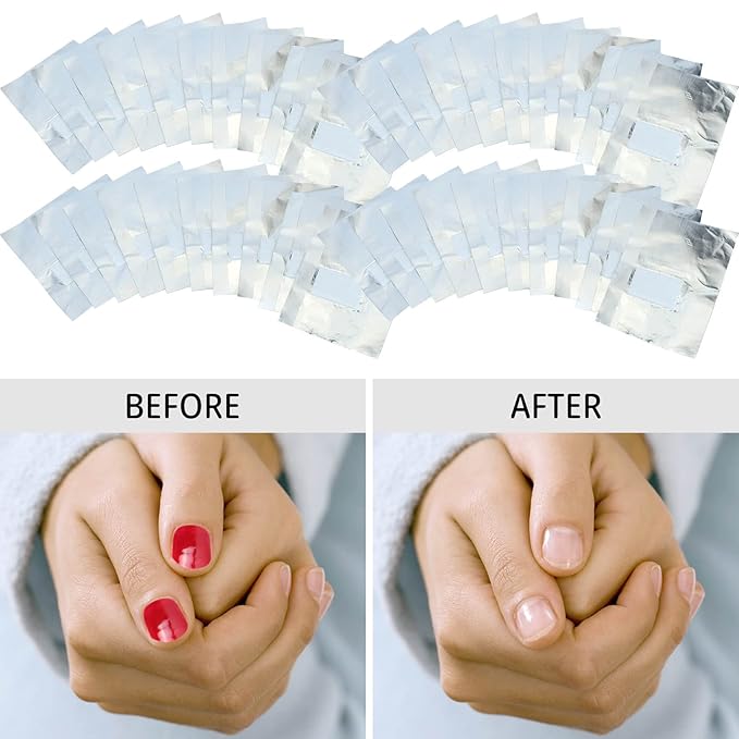 50 Pcs Gel Nail Polish Remover, Foil Wraps with Lint-free Cotton Pads for Soak off Gel Polish Removing (50 Pieces)
