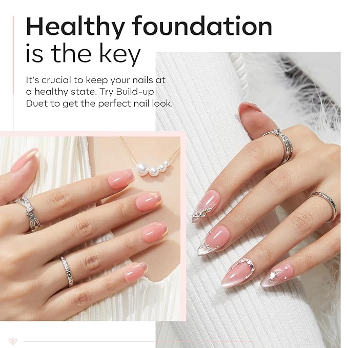 modelones Builder Nail Gel with Gel Top Coat, 8-In-One Nude Pink Builder Acid Free Top Coat for Color Rubber Base Nail Polish Thickening Apex Building Shine Finish, LED Lamp Cured 10ml Home DIY Salon