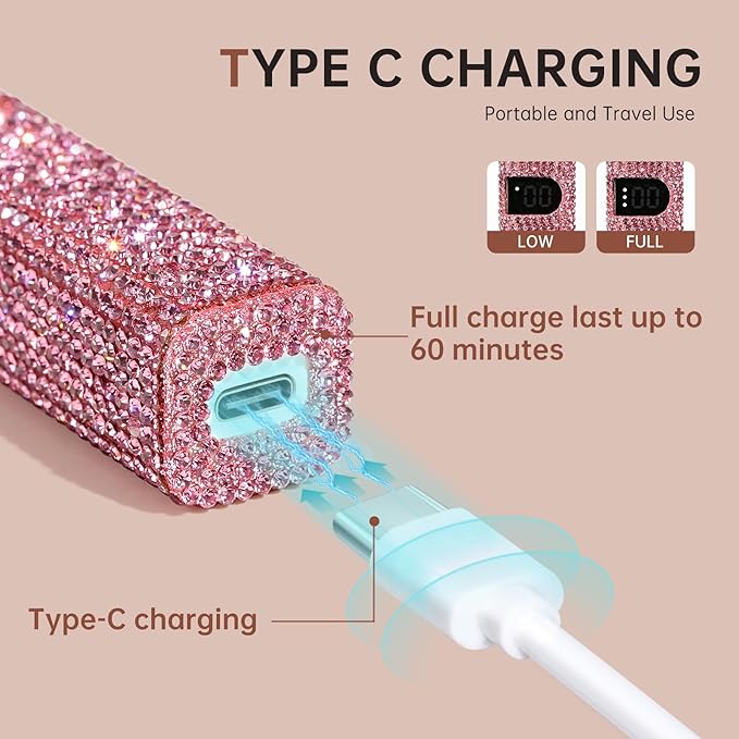 Handheld UV Light for Gel Nails,Mini LED Cordless Nail Lamp for Gel Nail Polish,Portable Flash Cure Lamp,Rechargeable USB Nail Dryer with LCD Display Fast Curing (Pink Diamond)