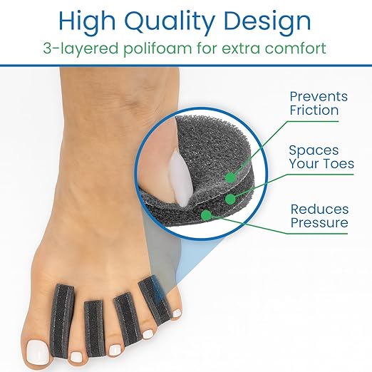 VIVEsole Foam Toe Separators for Women & Men (20 Pack) - Spacers for Bunions, Corns, Blisters, Overlapping Toes & Hammer Toe Pain Relief - Cushion Pads Prevent Friction & Reduce Pressure
