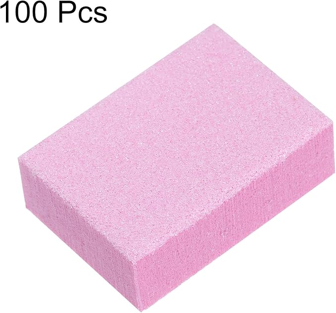 HARFINGTON 100pcs Nail Buffer Blocks 120 Grit Nail Sanding Buffing File Block Manicure Tool for Acrylic Nail Shine Polishing Buffer, Pink