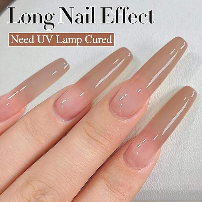 Double Rhythm Gel Polish 15ML Jelly Sheer Pastel Light Milky Color Pearl White Bottle 1 PC 0.5 OZ Full Size Nail Art Salon at Home (Light Brown-D1529)