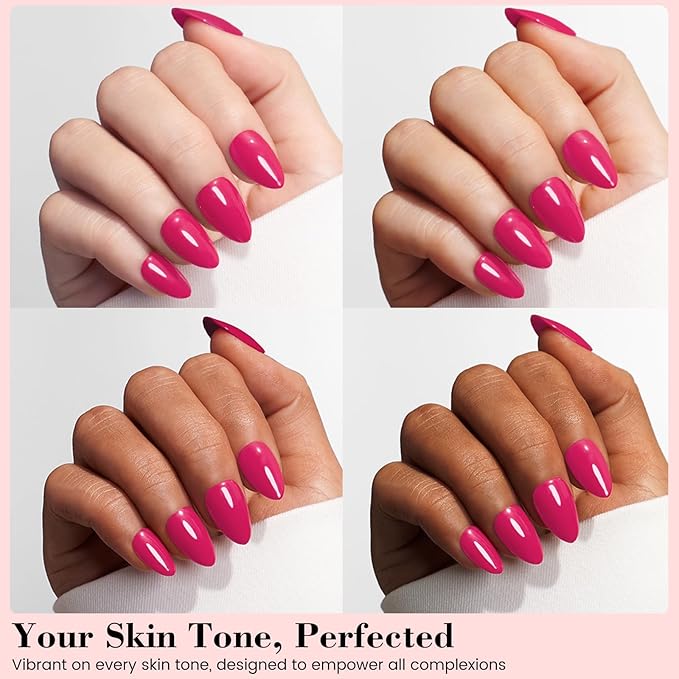 HEMA and TPO Free Gel Polish Spring Summer Colors, 18 ML Hot Pink One Step Gel Nail Polish 3-in-1, Neon Pink Gel Nail Polish for U V Light, Soak Off Gel Polish for Women Girl Nail Lovers