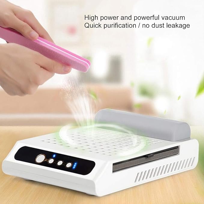 Nail Dust Collector Machine, LUGX 70W Strong Suction Quiet Professional Manicure Table Dust Collector, Powerful Nail Vacuum Cleaner Manicure Tool for Acrylic Nails and Poly Nail Extention Gel(US)