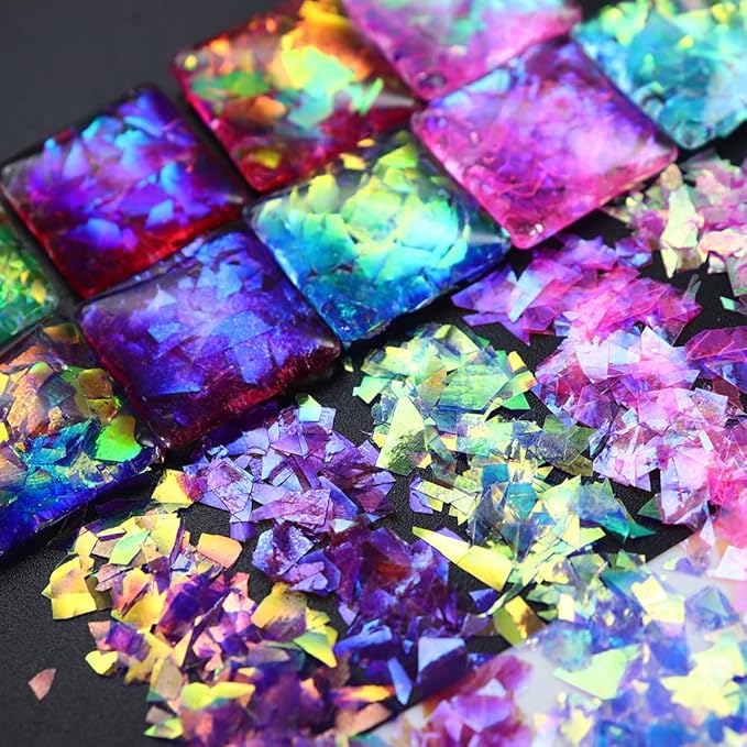 24-Color Mermaid Nail Glitter & Sequins - Irregular Fluorescent Holographic Nail Stickers for DIY Makeup Decoration