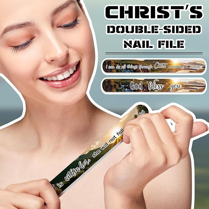 50 Pack Christian Gifts for Women Bulk Church Bible Verse Nail Files Scripture Emery Boards Christian Religious Gift Nail Files for Employee Appreciation Teacher Staff Coworkers Women