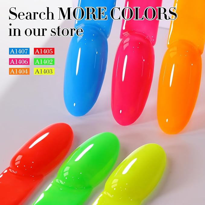 Double Rhythm Gel Nail Polish Set of 6 Colors Baby Light Pastel Milky Nail Polish Starter Kit Art DIY Salon Home (Neon Yellow Green Orange Blue Purple Pink,Kit 34)