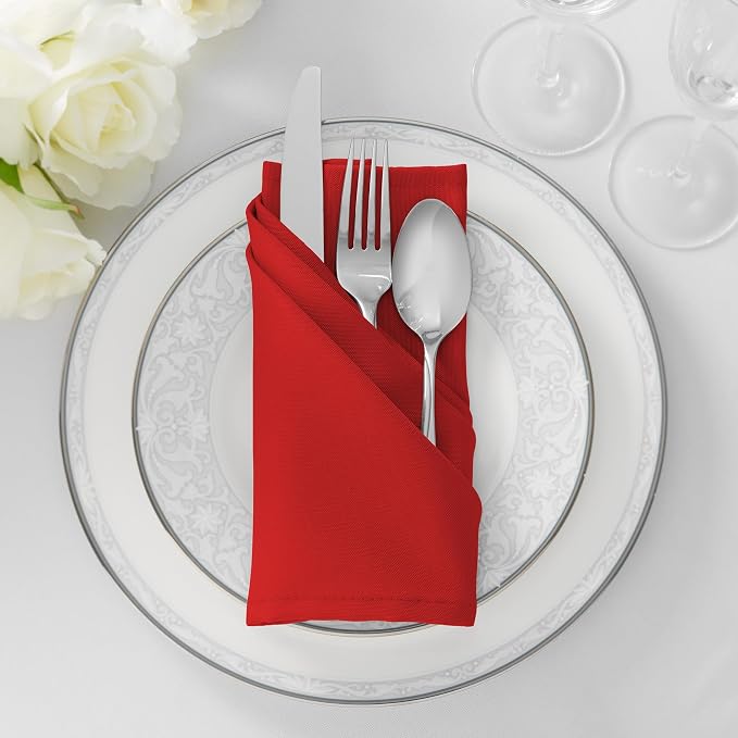 Lann's Linens Set of 12 Cloth Dinner Napkins, 17-inch Polyester Napkins - Image 4