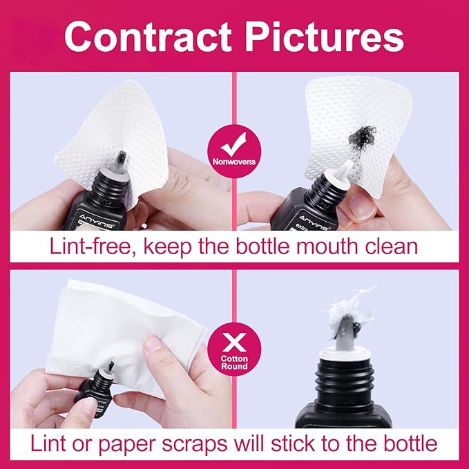 Lint Free Nail Wipes, 1200PCS White Lint Free Wipes Non-woven Fabric Gel Polish Remover Super Absorbent Soft Nail Polish Remover for Nail Salon, Home DIY