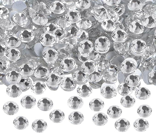 144PCS Art Nail Rhinestones Non Hotfix Glue Fix Round Crystals Glass Flatback for DIY Jewelry Making with one Picking Pen (ss50 144pcs, Clear Crystal)