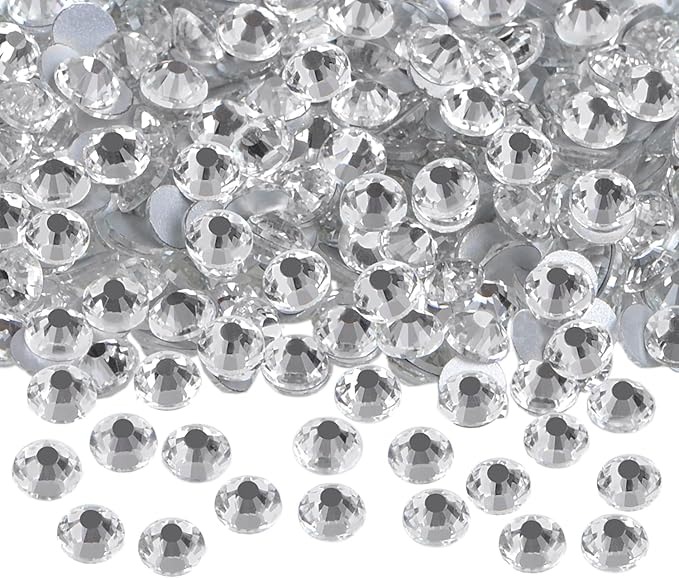 144PCS Art Nail Rhinestones Non Hotfix Glue Fix Round Crystals Glass Flatback for DIY Jewelry Making with one Picking Pen (ss40 144pcs, Clear Crystal)