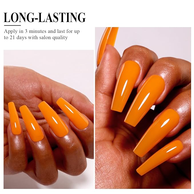 Imtiti Gel Nail Polish - 0.5 Fl Oz Pumpkin Orange Gel Polish, LED U V Soak Off Fall Winter Gel Nail DIY Art Starter Kit for Women & Girls