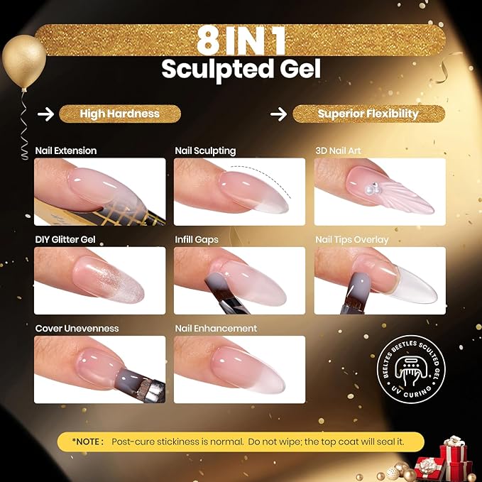 Beetles Builder Gel Nude Pink Sculpted Gel High Hardness for Nail Extension Broken Repair Protection Durable for Home Salon UV LED Lamp Cured Nail DIY Art Manicure 1 oz