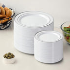 AOZITA 200Pcs Silver Plastic Plates, Disposable Plastic Party Plates - Image 7