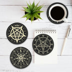Celtic Wiccan Magic Pentagrams Leather Drinks Coasters - Image 3
